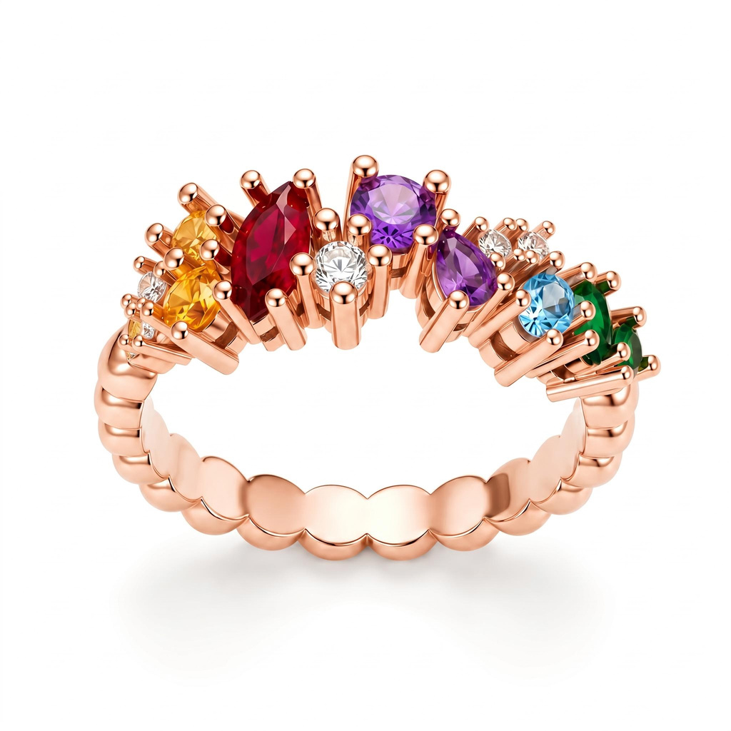 2.44 ct.tw. Color-matched Gemstone Diamond-encrusted Ring 2.44 ct.tw. Color-matched Gemstone Diamond-encrusted Ring