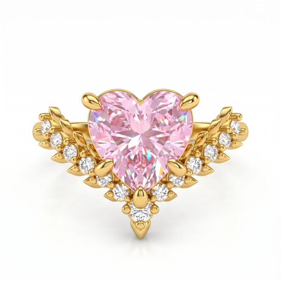 4.28 ct.tw. Heart-shaped Pink Diamond Crown with Diamond-studded Ring