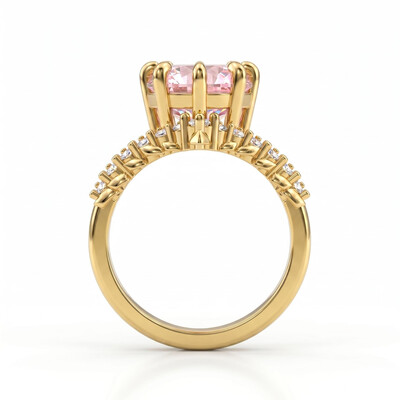 4.28 ct.tw. Heart-shaped Pink Diamond Crown with Diamond-studded Ring
