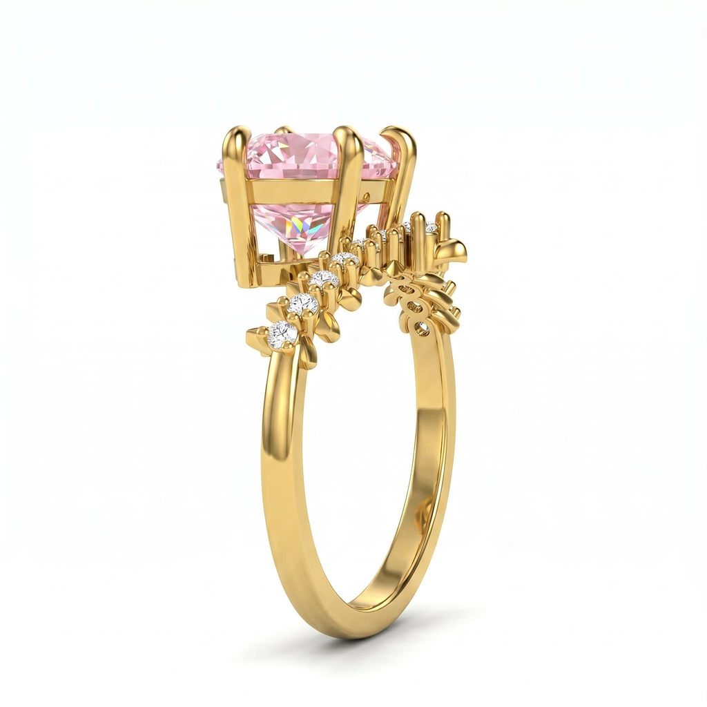 4.28 ct.tw. Heart-shaped Pink Diamond Crown with Diamond-studded Ring 4.28 ct.tw. Heart-shaped Pink Diamond Crown with Diamond-studded Ring