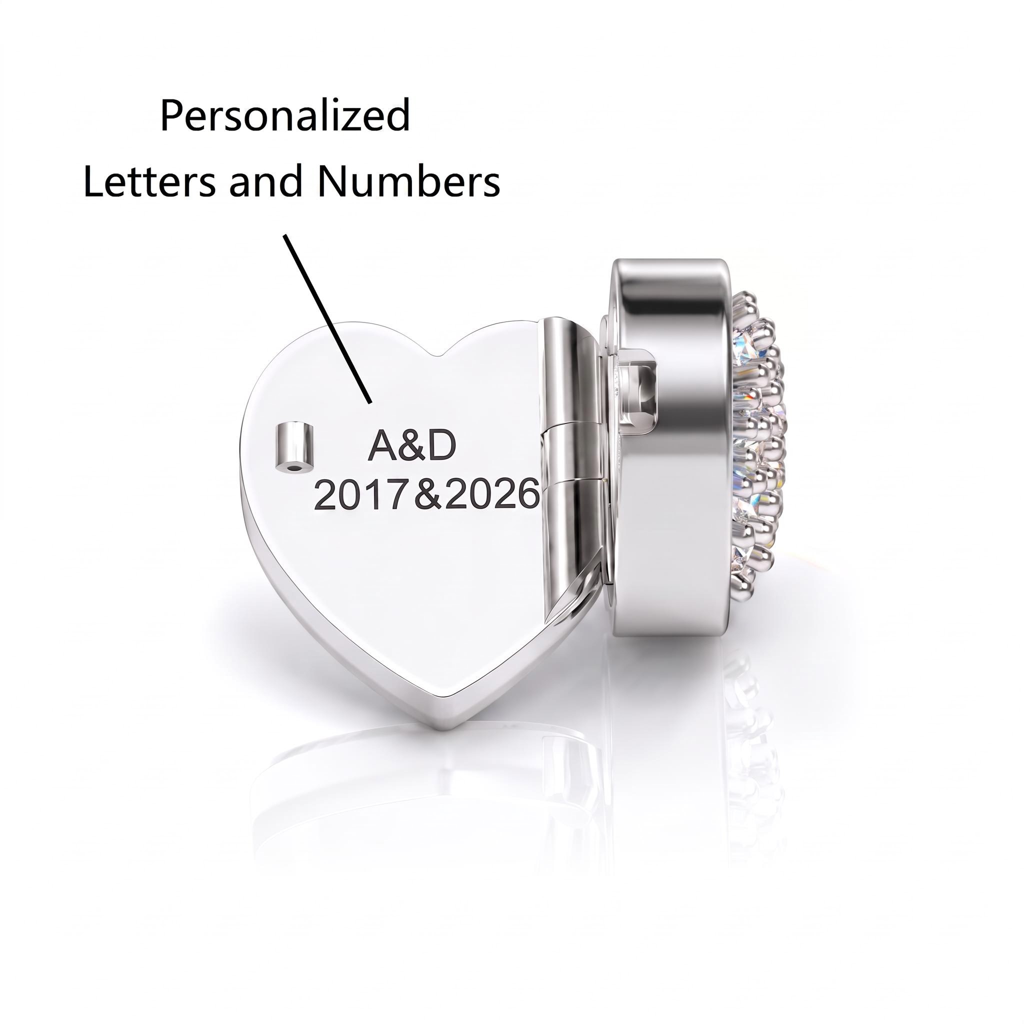0.4 ct.tw. Double Heart Diamond-Embedded Birthstone Engravable Open Ring 0.4 ct.tw. Double Heart Diamond-Embedded Birthstone Engravable Open Ring