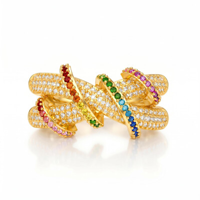 0.91 ct.tw. Rainbow Full Diamond Interwoven Ring