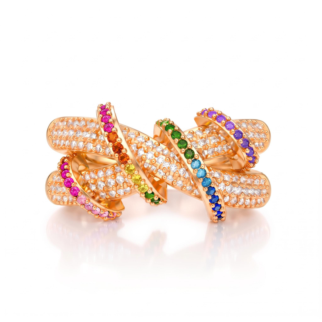 0.91 ct.tw. Rainbow Full Diamond Interwoven Ring 0.91 ct.tw. Rainbow Full Diamond Interwoven Ring