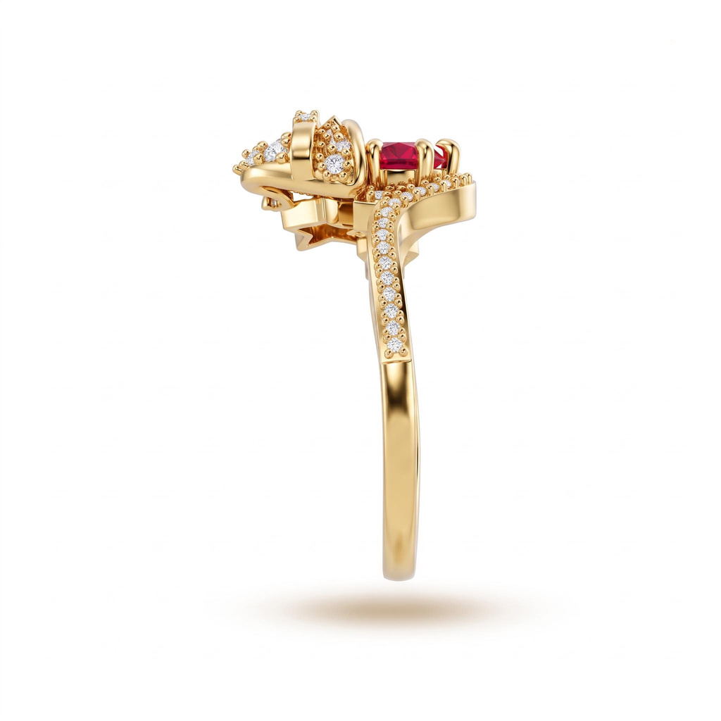 0.68 ct.tw. Star Ring with Diamond-Encrusted Birthstone Witch Hat