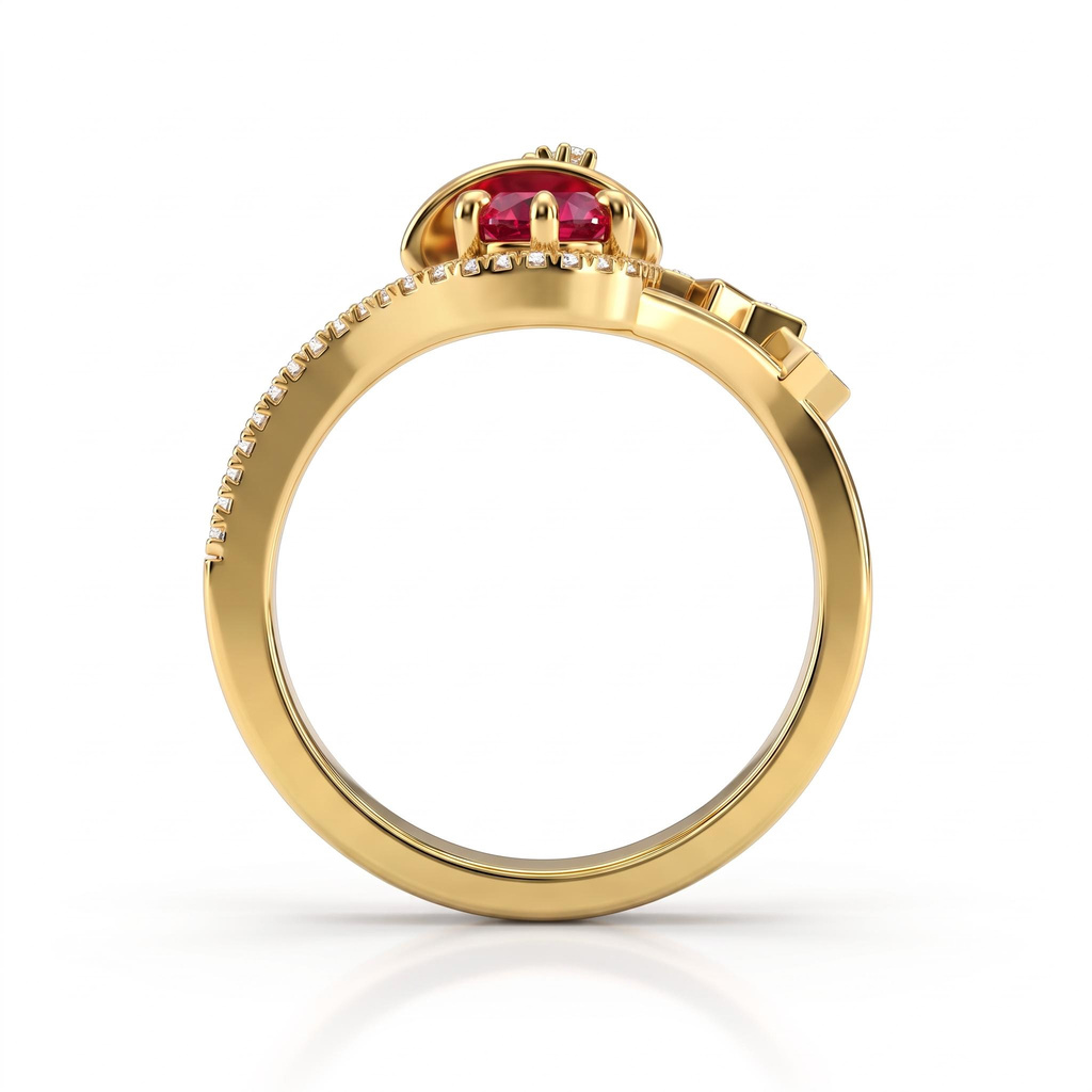 0.68 ct.tw. Star Ring with Diamond-Encrusted Birthstone Witch Hat