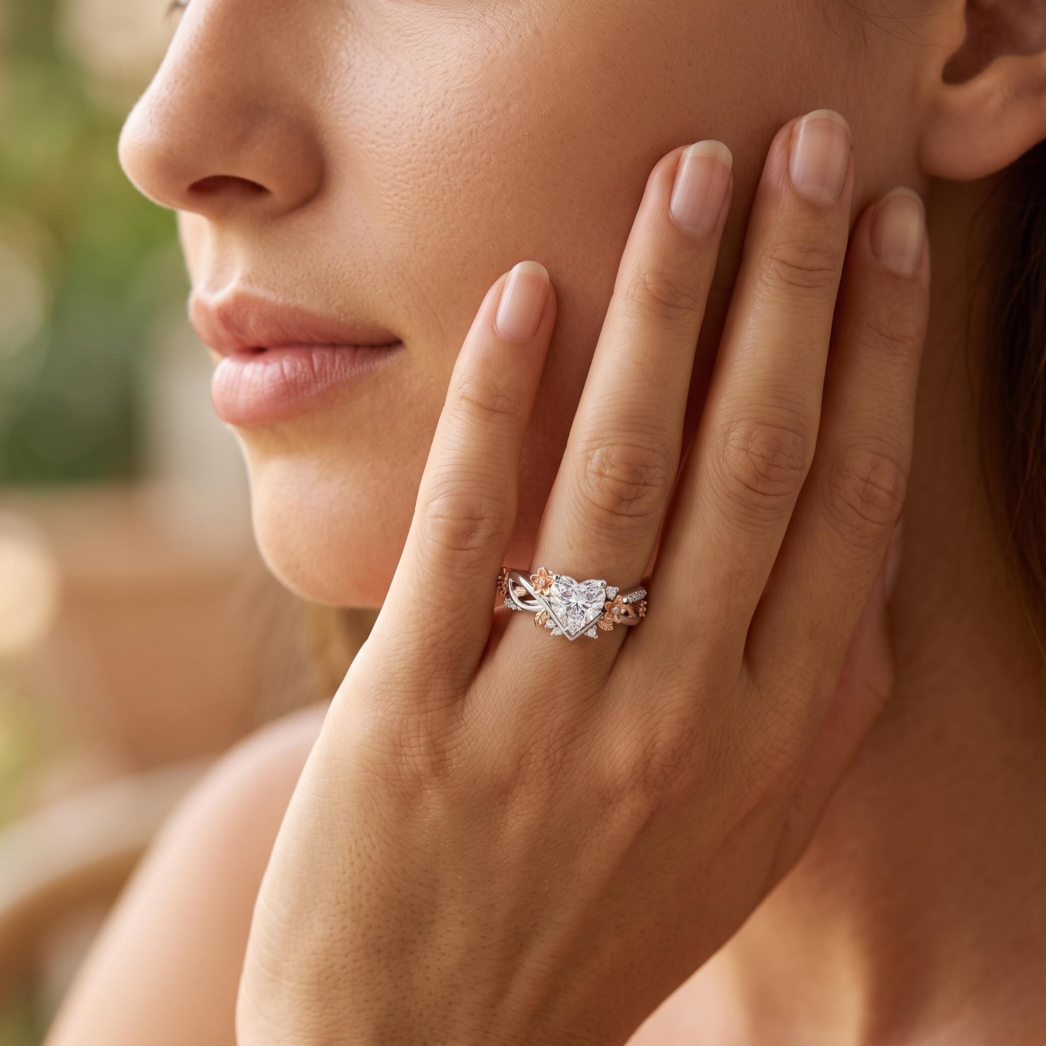 2.23 ct.tw. Two-tone Nature Inspired Vine Heart Cut Engagement Ring 2.23 ct.tw. Two-tone Nature Inspired Vine Heart Cut Engagement Ring