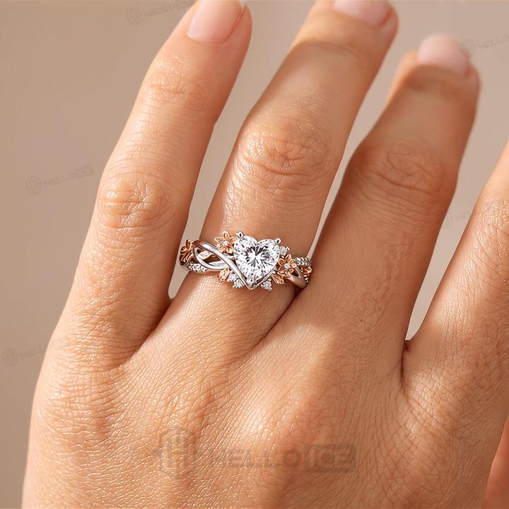 2.23 ct.tw. Two-tone Nature Inspired Vine Heart Cut Engagement Ring 2.23 ct.tw. Two-tone Nature Inspired Vine Heart Cut Engagement Ring