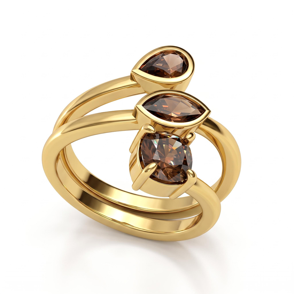 2.76 ct.tw. Coffee Chocolate Multi-Cut Gemstone Twisted Wrap Ring 2.76 ct.tw. Coffee Chocolate Multi-Cut Gemstone Twisted Wrap Ring