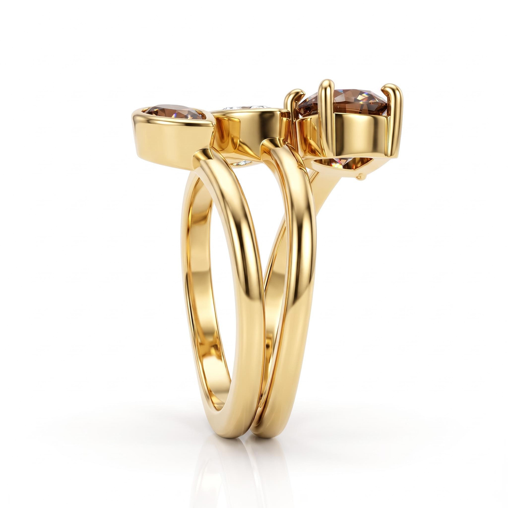 2.76 ct.tw. Coffee Chocolate Multi-Cut Gemstone Twisted Wrap Ring 2.76 ct.tw. Coffee Chocolate Multi-Cut Gemstone Twisted Wrap Ring