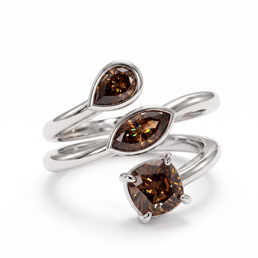 2.76 ct.tw. Coffee Chocolate Multi-Cut Gemstone Twisted Wrap Ring 2.76 ct.tw. Coffee Chocolate Multi-Cut Gemstone Twisted Wrap Ring