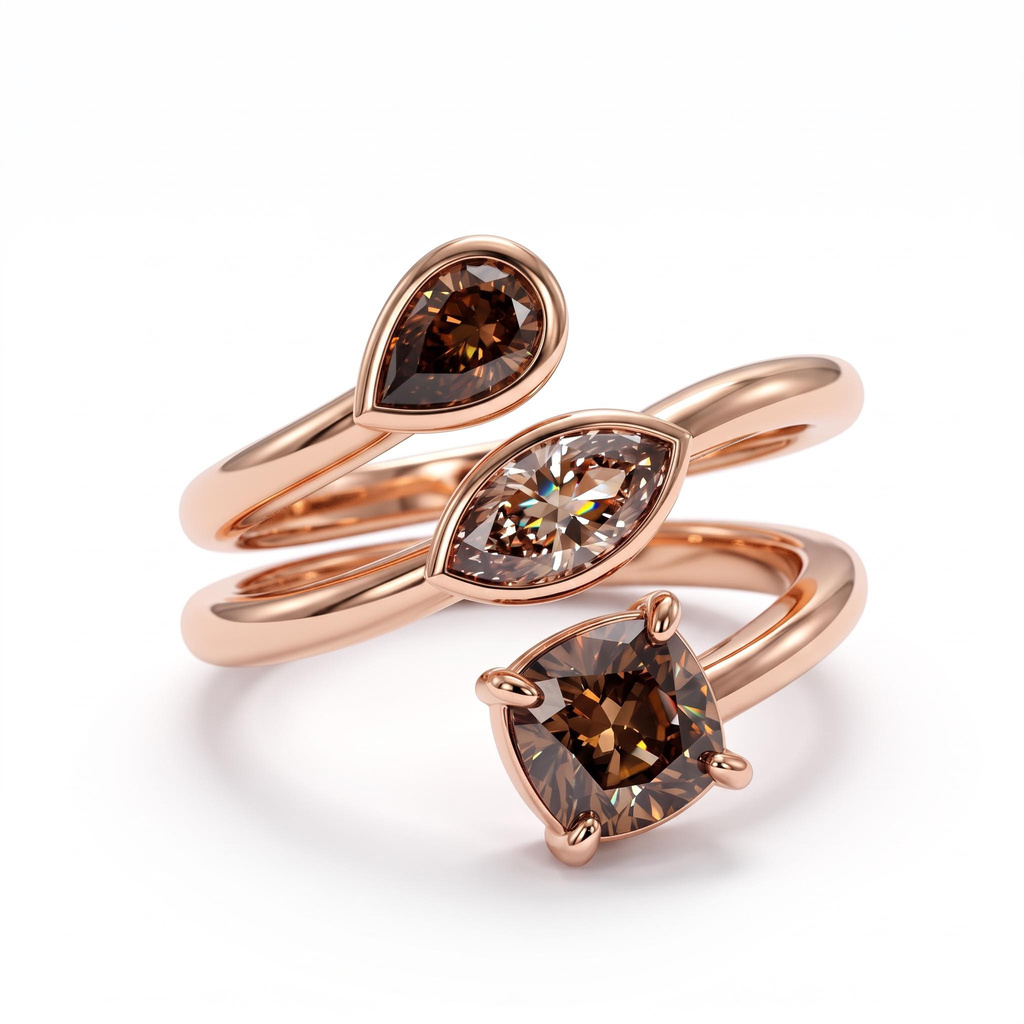 2.76 ct.tw. Coffee Chocolate Multi-Cut Gemstone Twisted Wrap Ring 2.76 ct.tw. Coffee Chocolate Multi-Cut Gemstone Twisted Wrap Ring