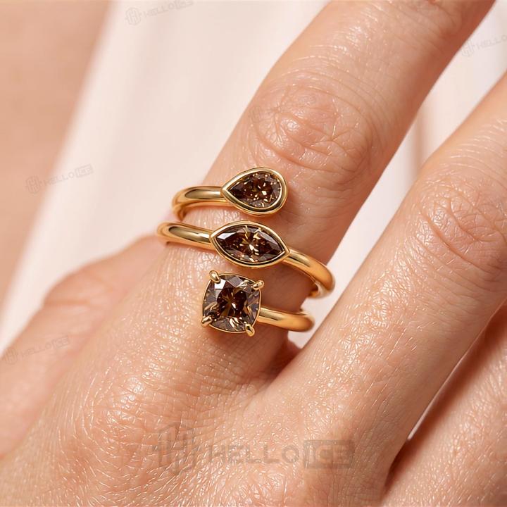 2.76 ct.tw. Coffee Chocolate Multi-Cut Gemstone Twisted Wrap Ring