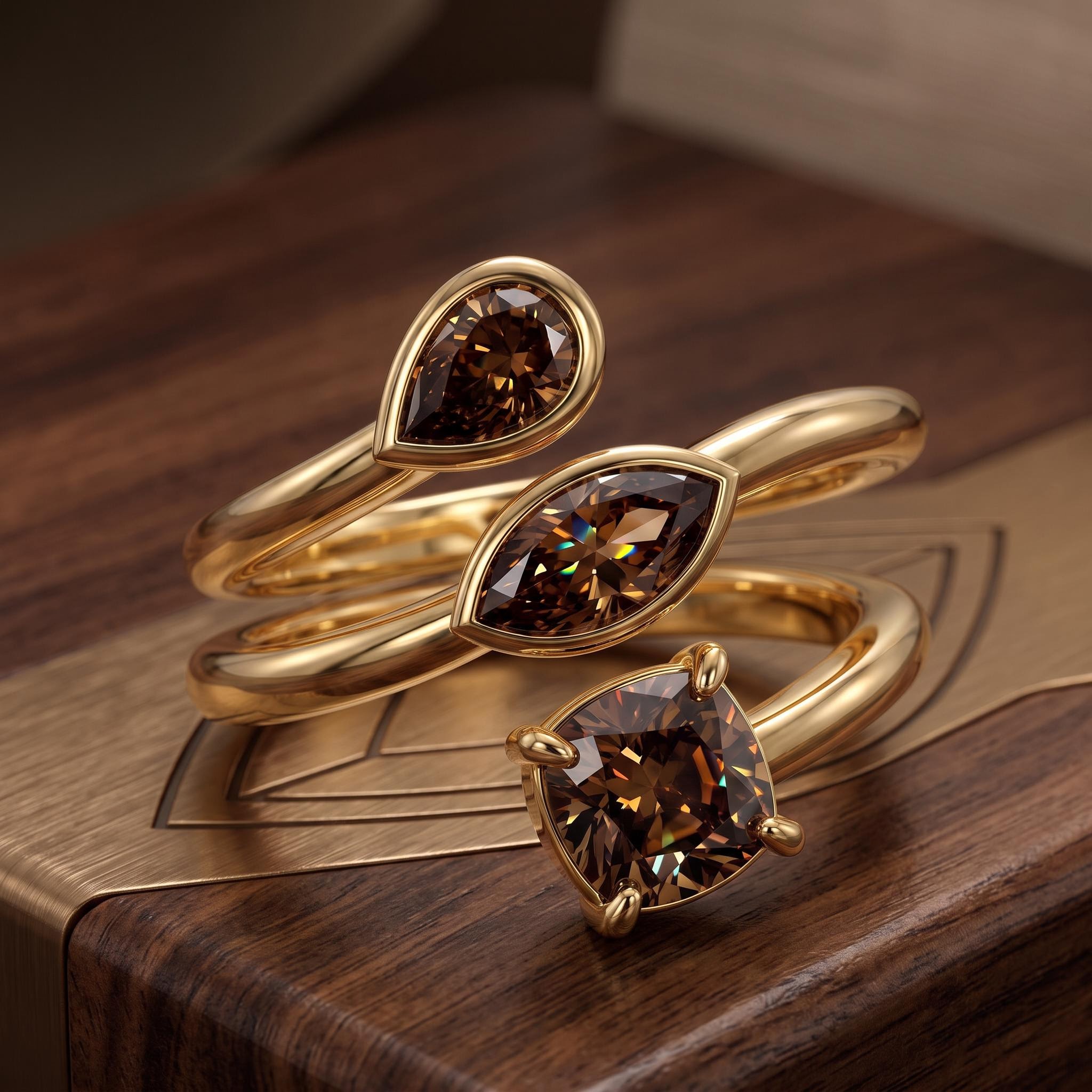 2.76 ct.tw. Coffee Chocolate Multi-Cut Gemstone Twisted Wrap Ring