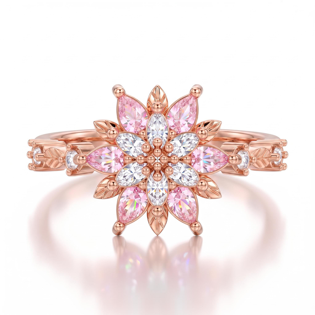 0.57 ct.tw. Pavé-set Pink Diamond Snowflake-shaped Ring 0.57 ct.tw. Pavé-set Pink Diamond Snowflake-shaped Ring