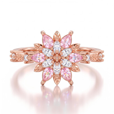0.57 ct.tw. Pavé-set Pink Diamond Snowflake-shaped Ring