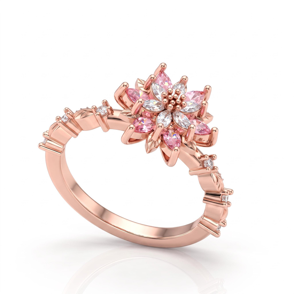 0.57 ct.tw. Pavé-set Pink Diamond Snowflake-shaped Ring 0.57 ct.tw. Pavé-set Pink Diamond Snowflake-shaped Ring