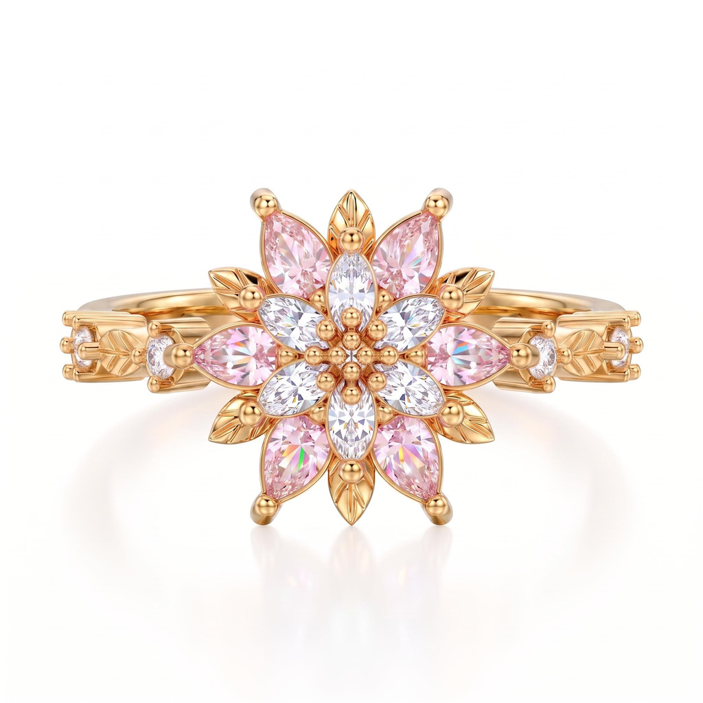 0.57 ct.tw. Pavé-set Pink Diamond Snowflake-shaped Ring 0.57 ct.tw. Pavé-set Pink Diamond Snowflake-shaped Ring