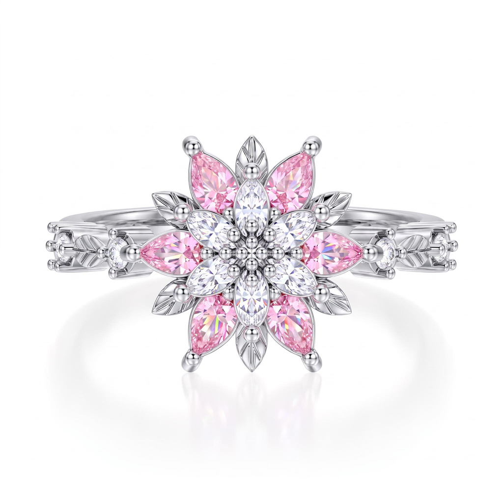 0.57 ct.tw. Pavé-set Pink Diamond Snowflake-shaped Ring 0.57 ct.tw. Pavé-set Pink Diamond Snowflake-shaped Ring