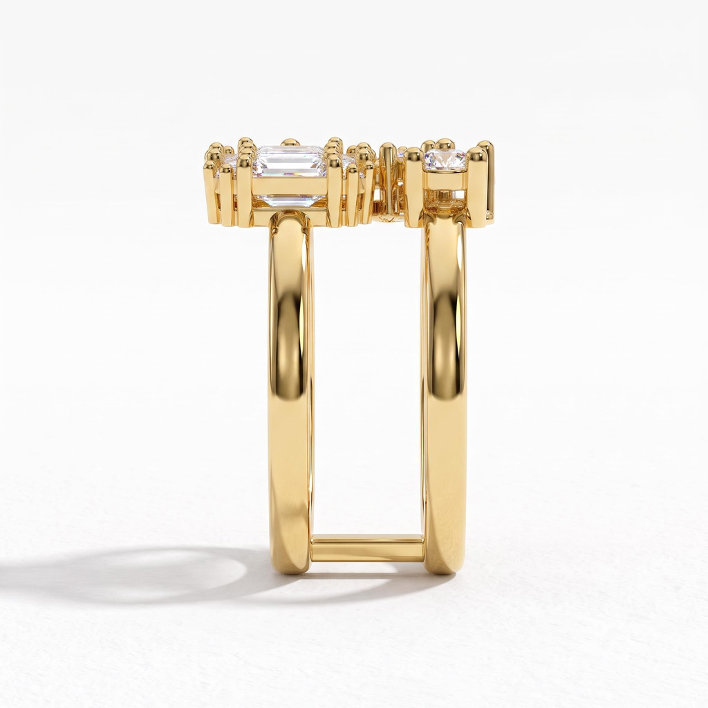 0.97 ct.tw. Mixed Cut Multi-Cluster Double Band Open Ring 0.97 ct.tw. Mixed Cut Multi-Cluster Double Band Open Ring