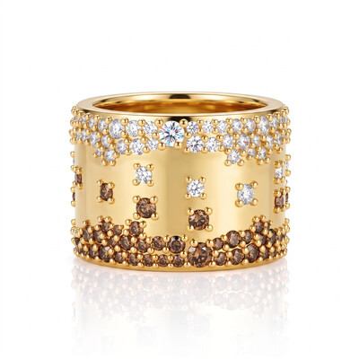 3.19 ct.tw. Brown White Scattered Full Pave Wide Starry Sky Ring