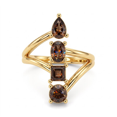 1.76 ct.tw. Coffee Chocolate Multi-cut Gemstone Intertwined Ring