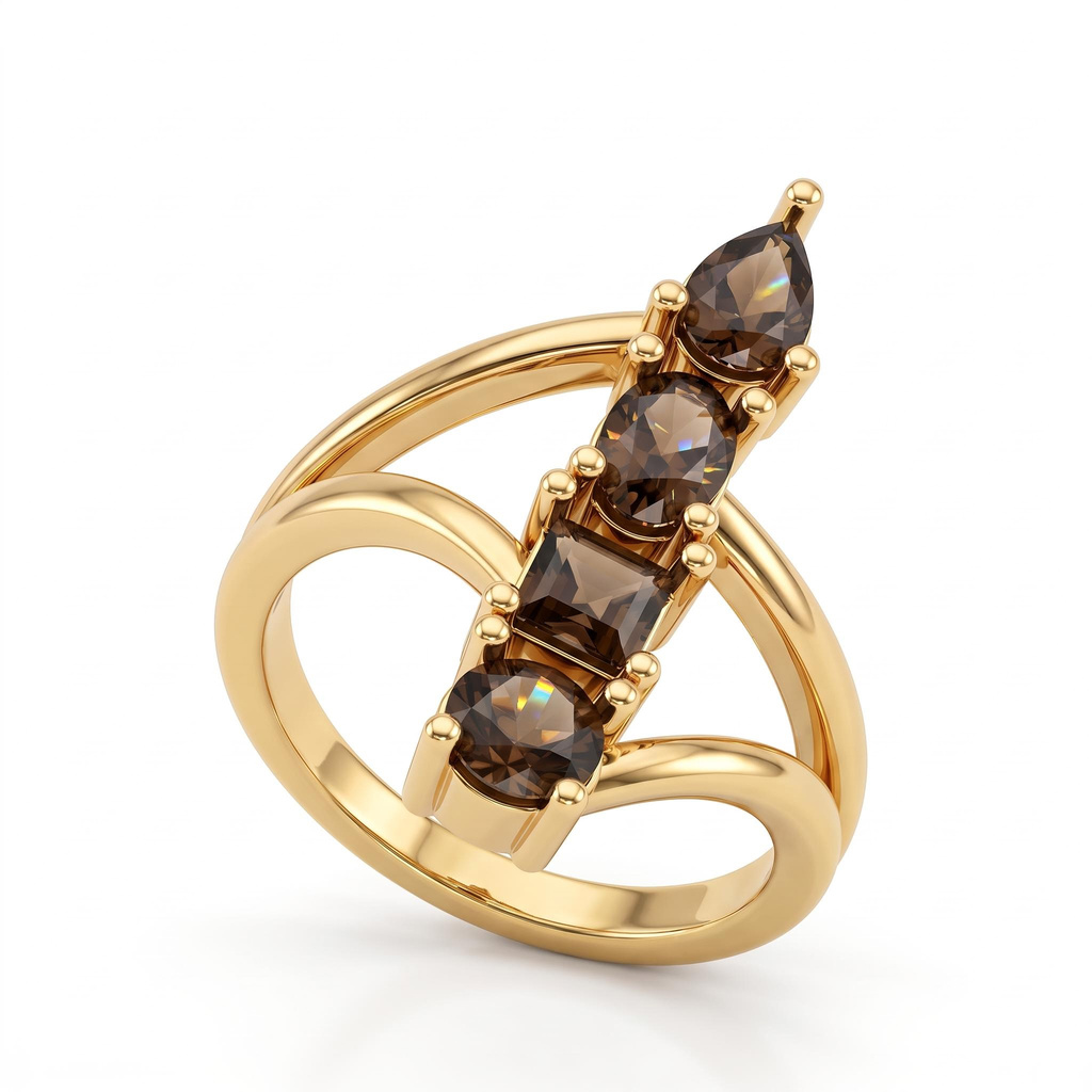 1.76 ct.tw. Coffee Chocolate Multi-cut Gemstone Intertwined Ring 1.76 ct.tw. Coffee Chocolate Multi-cut Gemstone Intertwined Ring
