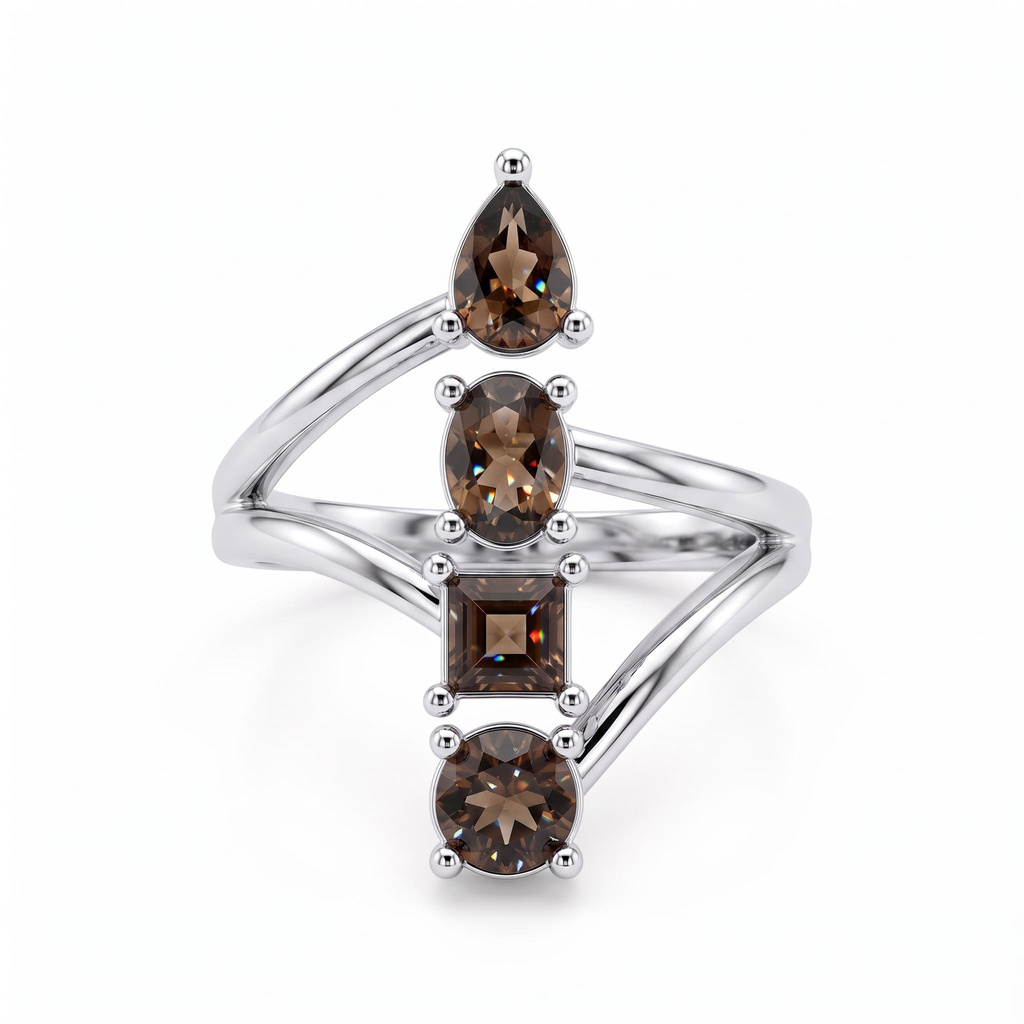 1.76 ct.tw. Coffee Chocolate Multi-cut Gemstone Intertwined Ring 1.76 ct.tw. Coffee Chocolate Multi-cut Gemstone Intertwined Ring