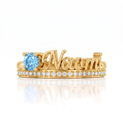 0.56 ct.tw. Personalized Birthstone Letter Double Row Pave Ring