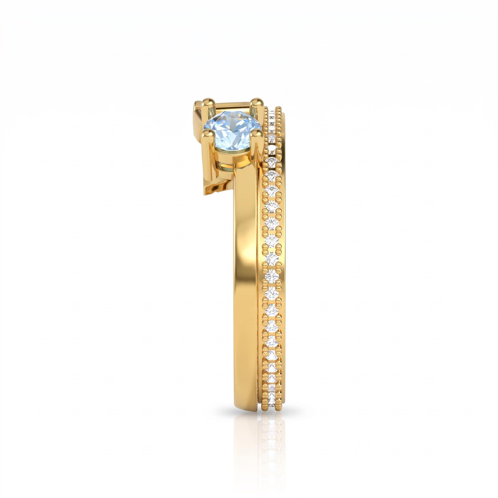 0.56 ct.tw. Personalized Birthstone Letter Double Row Pave Ring 0.56 ct.tw. Personalized Birthstone Letter Double Row Pave Ring