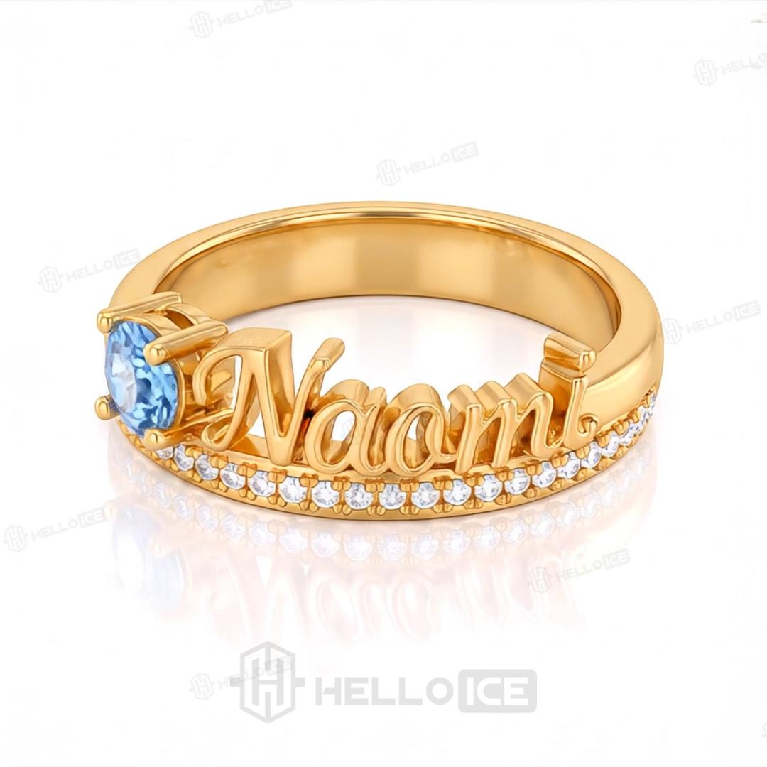 0.56 ct.tw. Personalized Birthstone Letter Double Row Pave Ring 0.56 ct.tw. Personalized Birthstone Letter Double Row Pave Ring