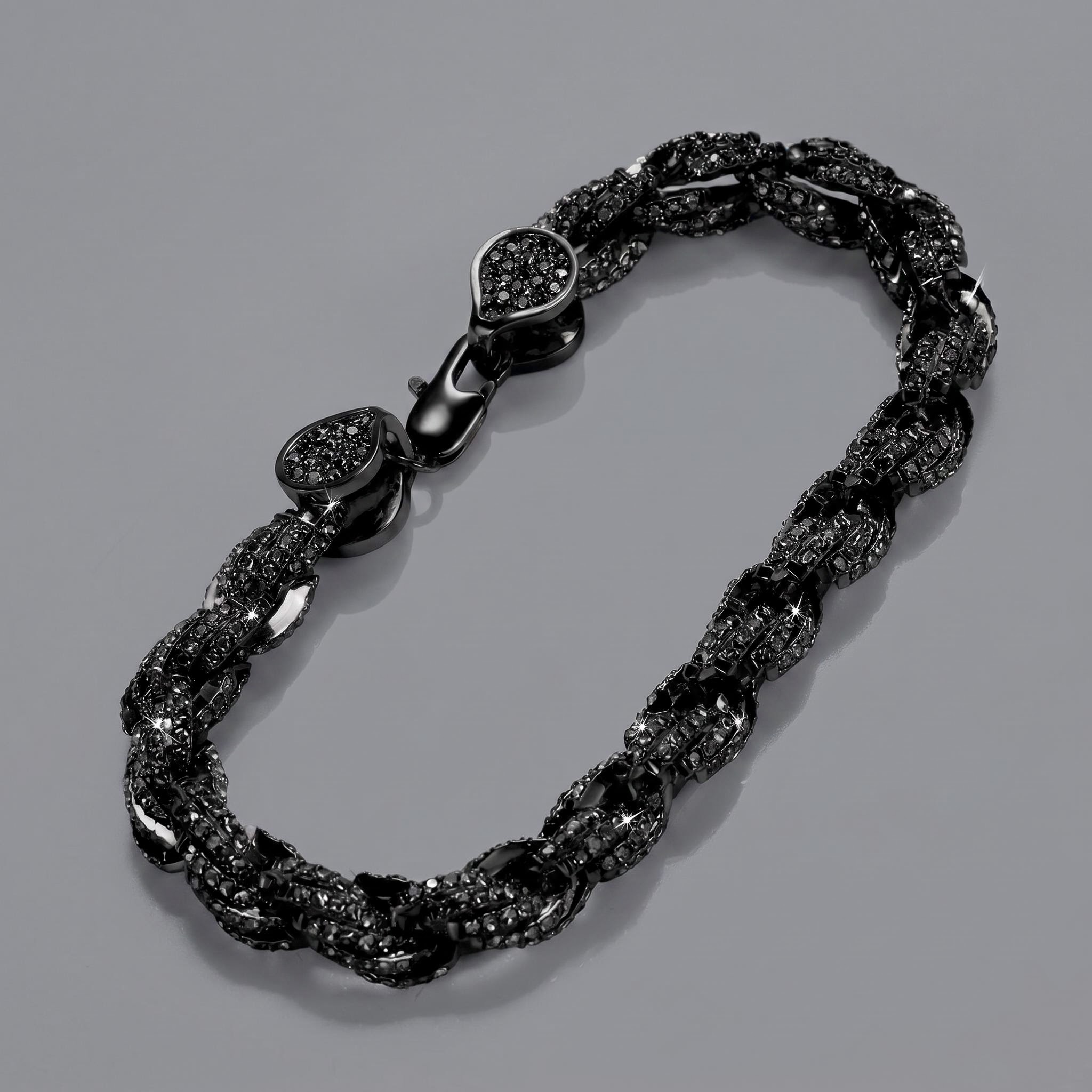 9mm Black Iced Out Rope Bracelet