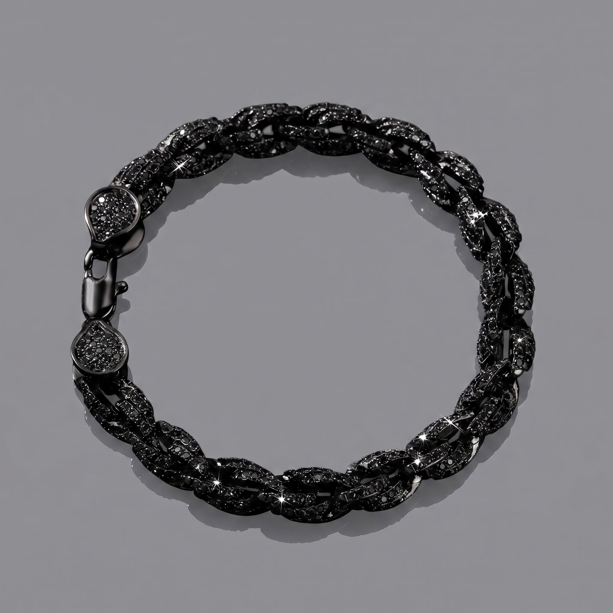 9mm Black Iced Out Rope Bracelet