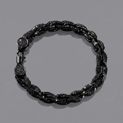 9mm Black Iced Out Rope Bracelet