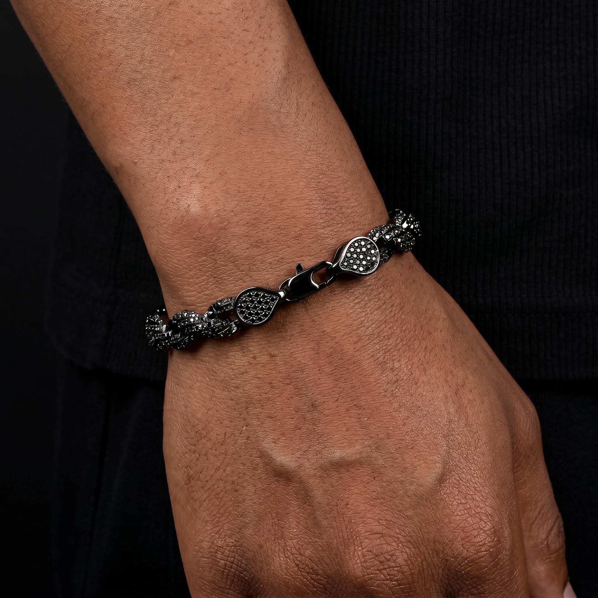 9mm Black Iced Out Rope Bracelet