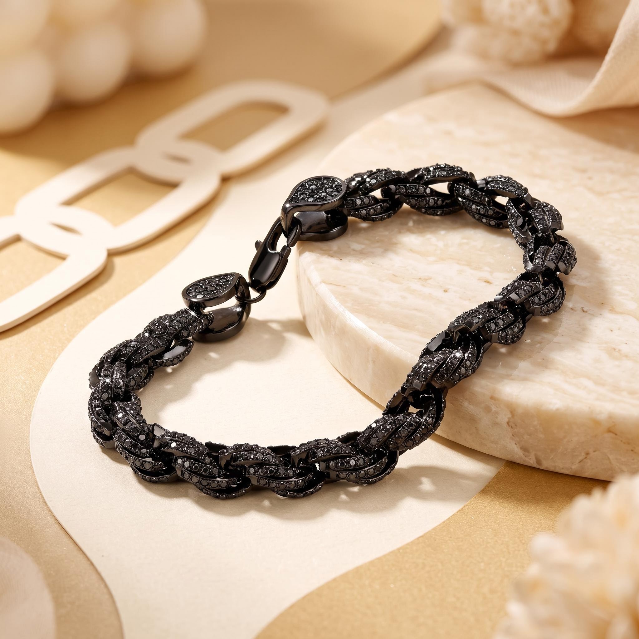 9mm Black Iced Out Rope Bracelet 9mm Black Iced Out Rope Bracelet