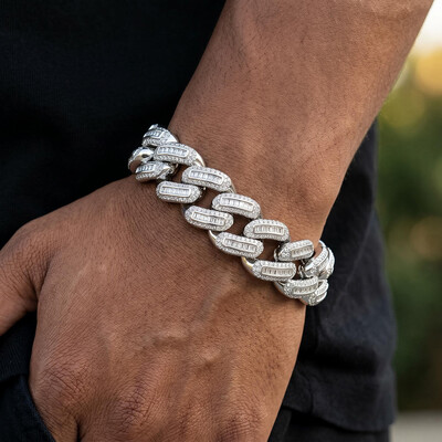 Iced Out 18mm Baguette Cuban Bracelet
