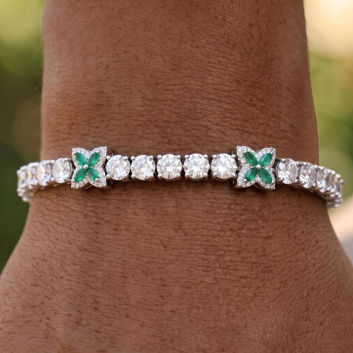 Iced Out Green Four Leaf Clover Tennis Bracelet Iced Out Green Four Leaf Clover Tennis Bracelet