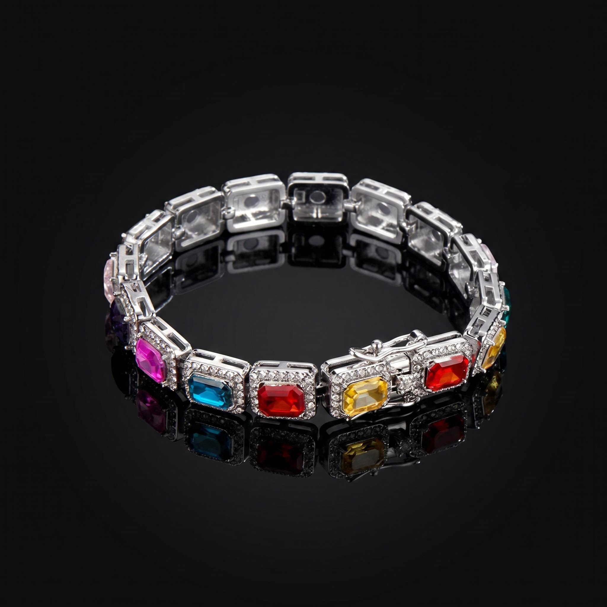 Iced Out 10mm Multi-color Rainbow Tennis Bracelet Iced Out 10mm Multi-color Rainbow Tennis Bracelet