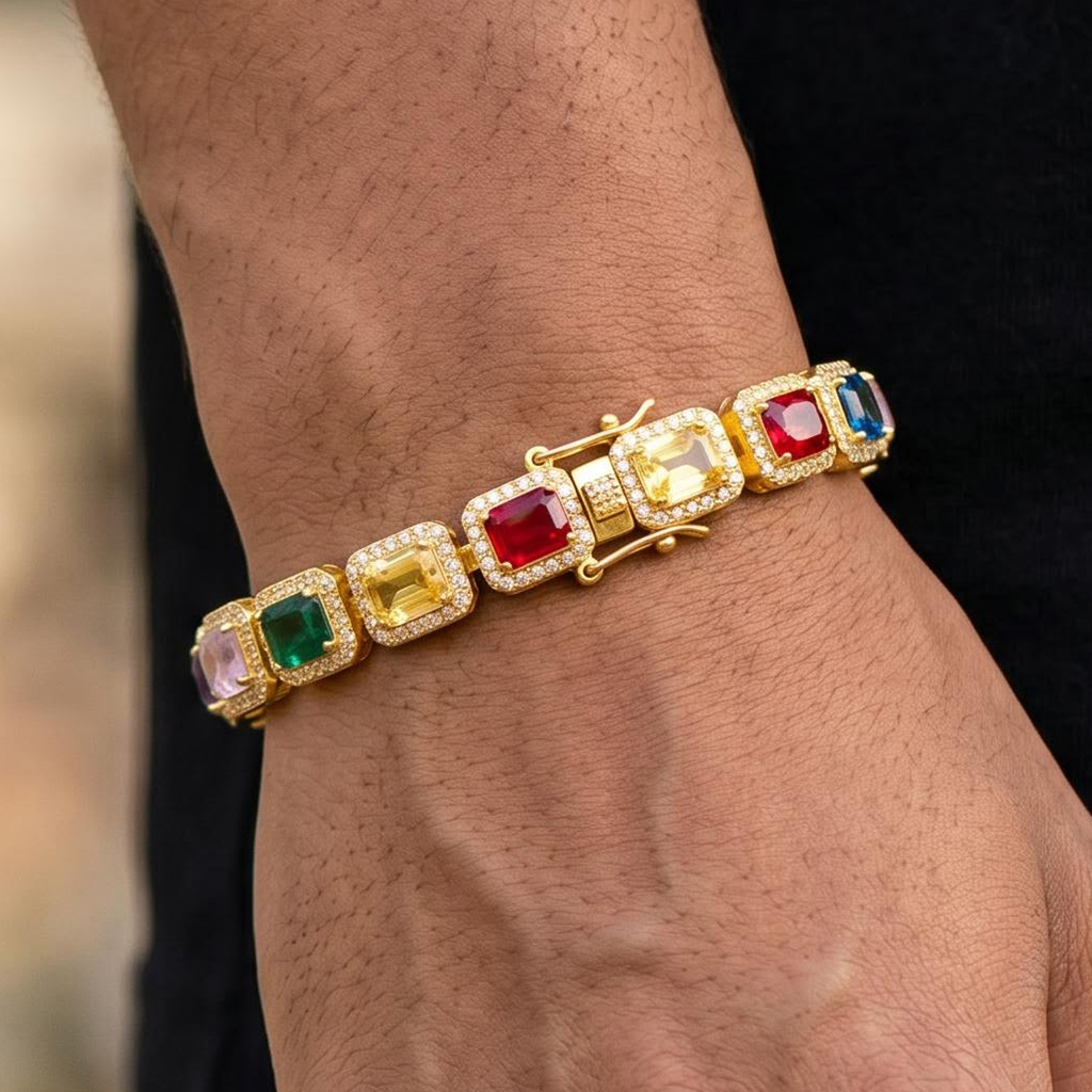 Iced Out 10mm Multi-color Rainbow Tennis Bracelet Iced Out 10mm Multi-color Rainbow Tennis Bracelet