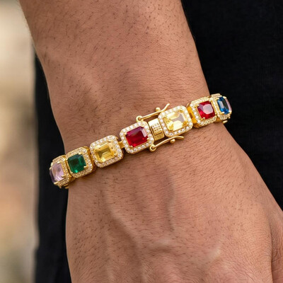 Iced Out 10mm Multi-color Rainbow Tennis Bracelet