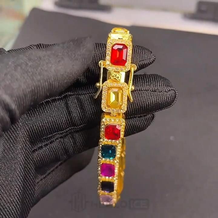 Iced Out 10mm Multi-color Rainbow Tennis Bracelet