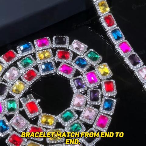 Iced Out 10mm Multi-color Rainbow Tennis Bracelet Iced Out 10mm Multi-color Rainbow Tennis Bracelet