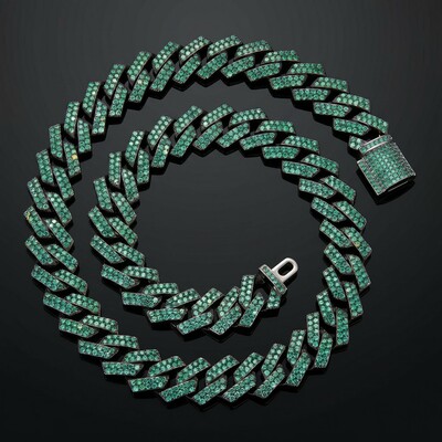 Iced 15mm Purple/Green Cuban Link Chain in Black Gold