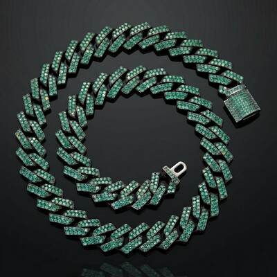 Iced 15mm Purple/Green Cuban Link Chain in Black Gold