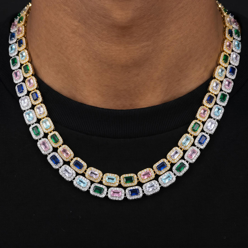 Iced 6mm Baguette Multi-color Diamonds Chain Iced 6mm Baguette Multi-color Diamonds Chain