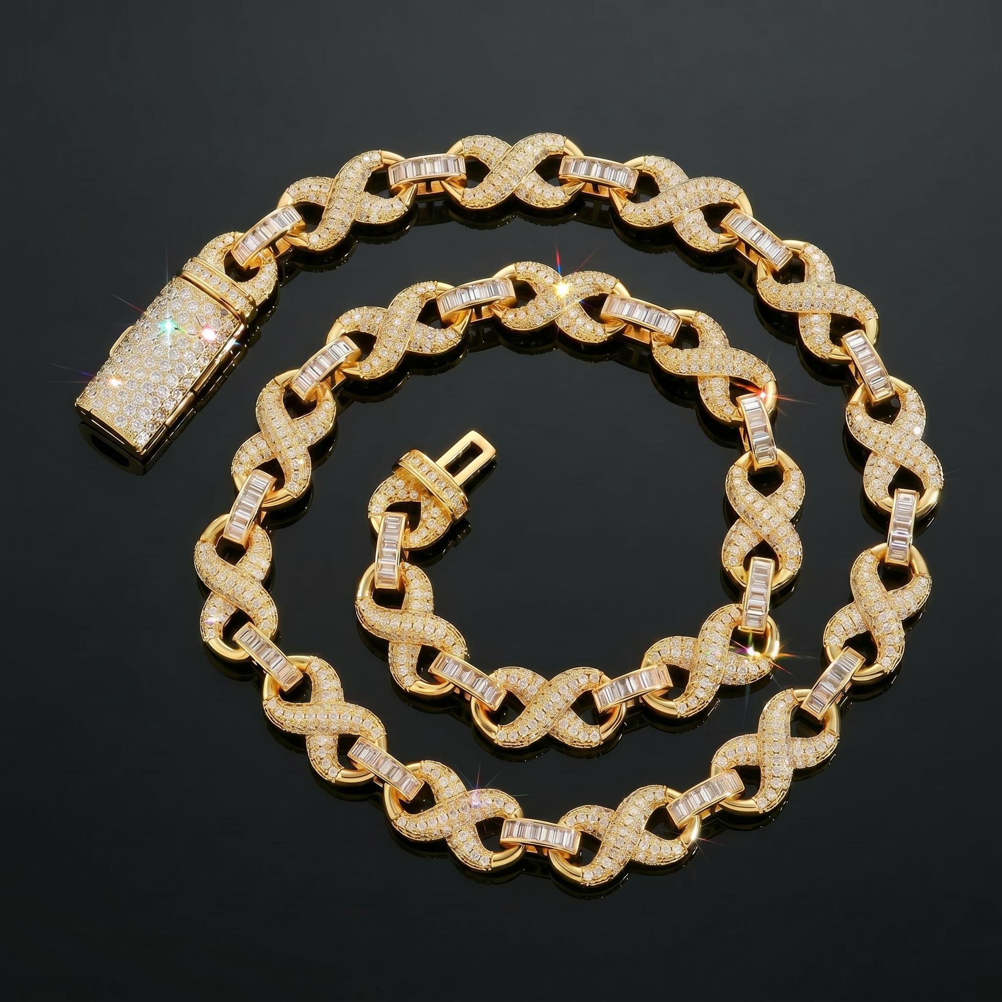 Iced Out 10mm Baguette Infinite Chain Iced Out 10mm Baguette Infinite Chain