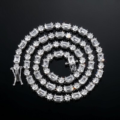 Iced Out 5mm Baguette & Round Stone Tennis Chain