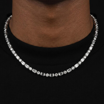 Iced Out 5mm Baguette & Round Stone Tennis Chain