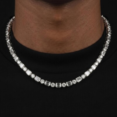 Iced Out 5mm Baguette & Round Stone Tennis Chain