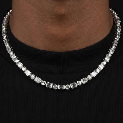 Iced Out 5mm Baguette & Round Stone Tennis Chain